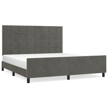 Bedframe Met Hoofdeinde Fluweel Donkergrijs 180 x 200 cm Blok met vierkanten