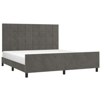 Bedframe Met Hoofdeinde Fluweel Donkergrijs 180 x 200 cm Blok met vierkanten