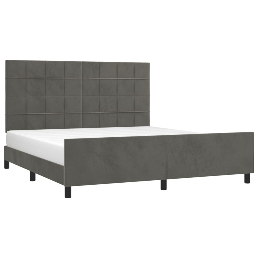 Bedframe Met Hoofdeinde Fluweel Donkergrijs 180 x 200 cm Blok met vierkanten