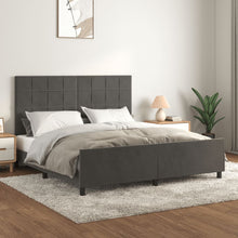 Bedframe Met Hoofdeinde Fluweel Donkergrijs 180 x 200 cm Blok met vierkanten