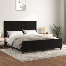 Bedframe Met Hoofdeinde Fluweel Zwart 180 x 200 cm Blok met vierkanten