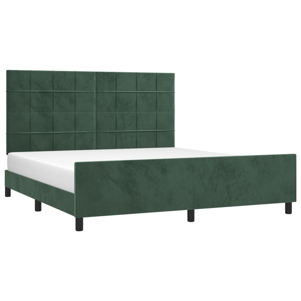 Bedframe Met Hoofdeinde Fluweel Donkergroen 180 x 200 cm Blok met vierkanten