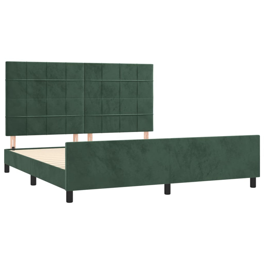 Bedframe Met Hoofdeinde Fluweel Donkergroen 180 x 200 cm Blok met vierkanten