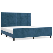 Bedframe Met Hoofdeinde Fluweel Donkerblauw 180 x 200 cm Blok met vierkanten