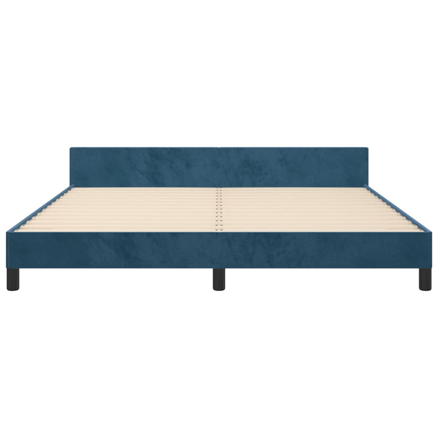 Bedframe Met Hoofdeinde Fluweel Donkerblauw 180 x 200 cm Blok met vierkanten