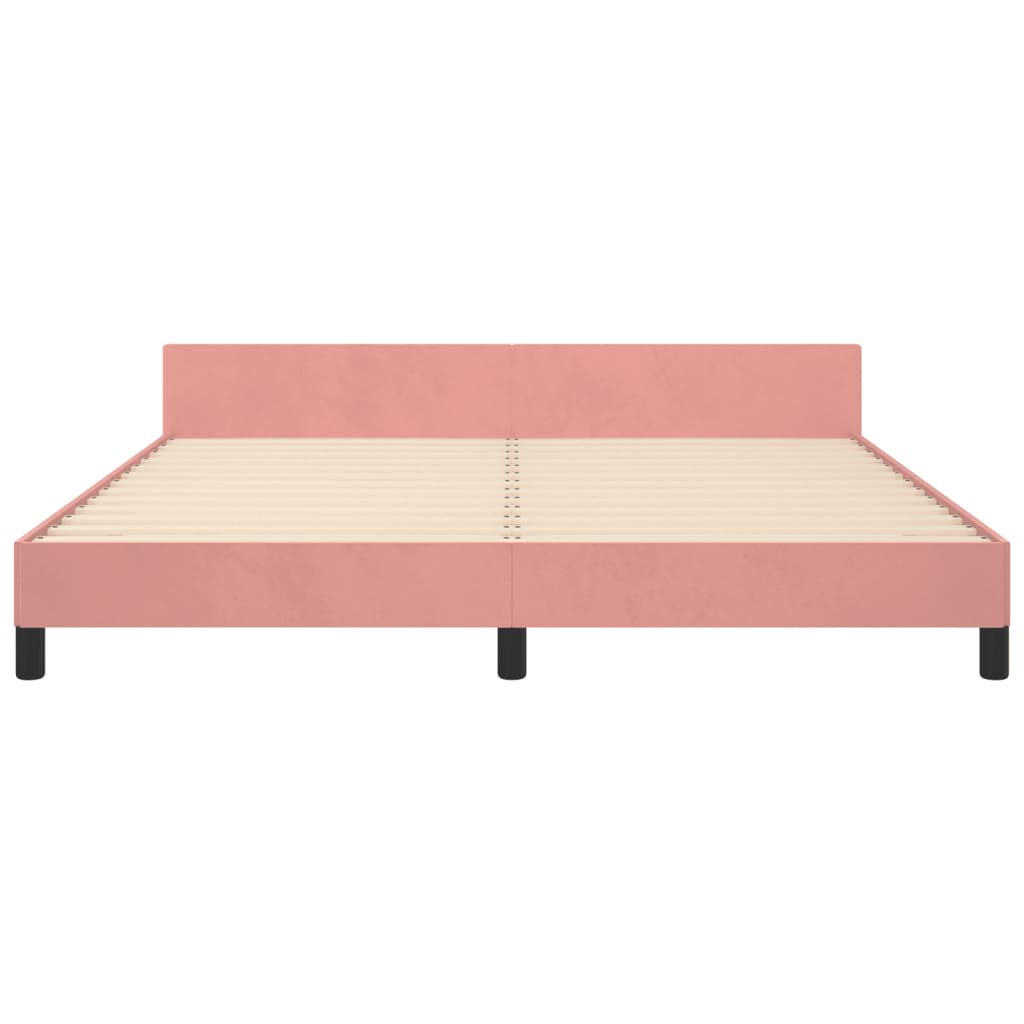 Bedframe Met Hoofdeinde Fluweel Roze 180 x 200 cm Blok met vierkanten