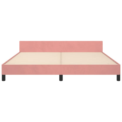 Bedframe Met Hoofdeinde Fluweel Roze 180 x 200 cm Blok met vierkanten