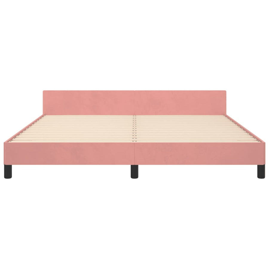 Bedframe Met Hoofdeinde Fluweel Roze 180 x 200 cm Blok met vierkanten