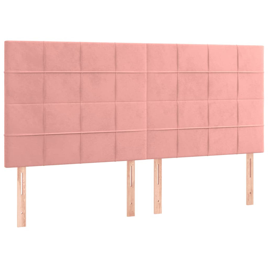 Bedframe Met Hoofdeinde Fluweel Roze 180 x 200 cm Blok met vierkanten