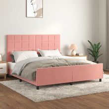 Bedframe Met Hoofdeinde Fluweel Roze 180 x 200 cm Blok met vierkanten