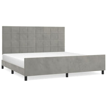Bedframe Met Hoofdeinde Fluweel Lichtgrijs 200 x 200 cm Blok met vierkanten