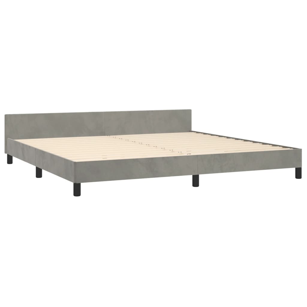 Bedframe Met Hoofdeinde Fluweel Lichtgrijs 200 x 200 cm Blok met vierkanten