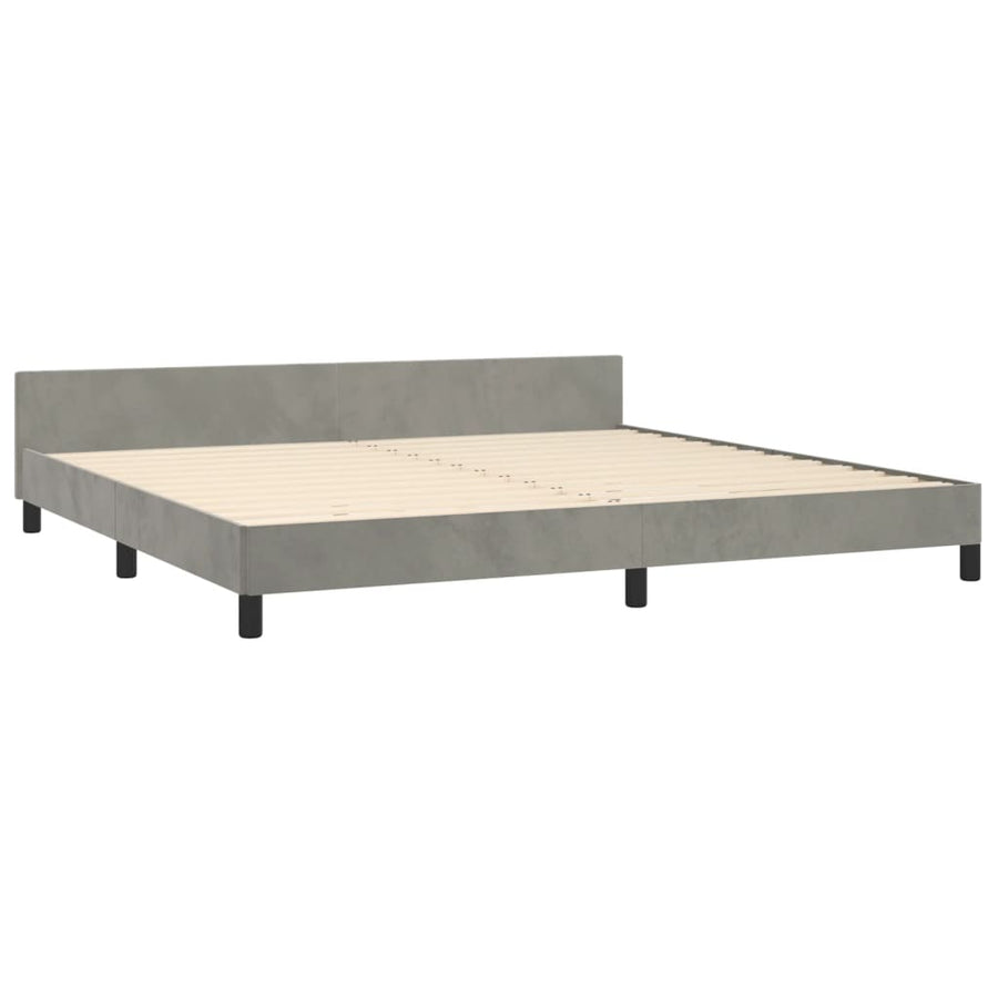 Bedframe Met Hoofdeinde Fluweel Lichtgrijs 200 x 200 cm Blok met vierkanten