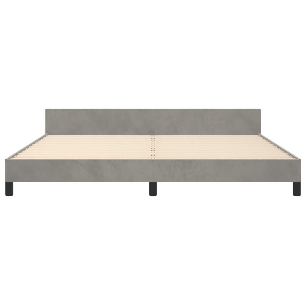 Bedframe Met Hoofdeinde Fluweel Lichtgrijs 200 x 200 cm Blok met vierkanten