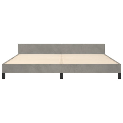 Bedframe Met Hoofdeinde Fluweel Lichtgrijs 200 x 200 cm Blok met vierkanten