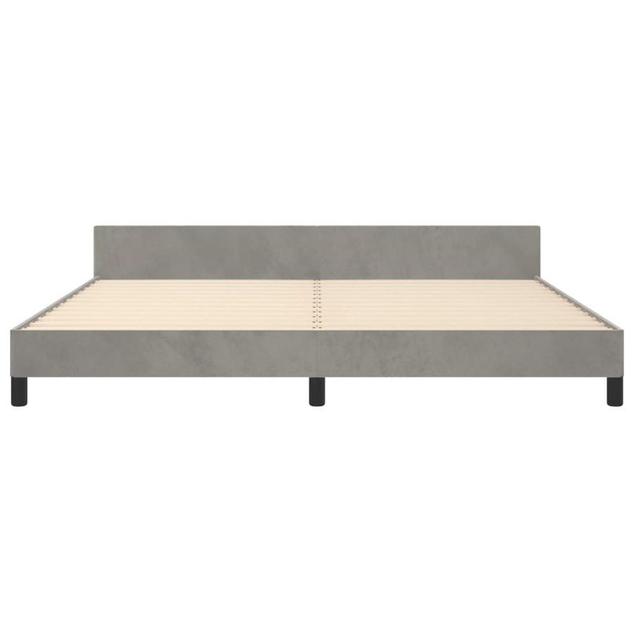 Bedframe Met Hoofdeinde Fluweel Lichtgrijs 200 x 200 cm Blok met vierkanten