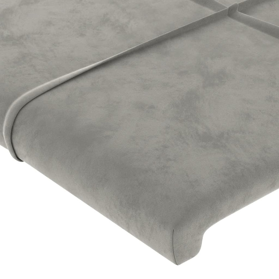 Bedframe Met Hoofdeinde Fluweel Lichtgrijs 200 x 200 cm Blok met vierkanten
