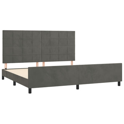 Bedframe Met Hoofdeinde Fluweel Donkergrijs 200 x 200 cm Blok met vierkanten