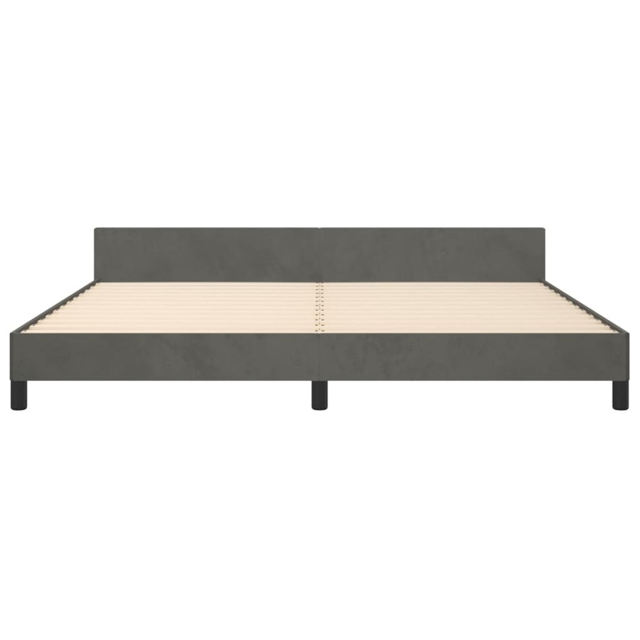 Bedframe Met Hoofdeinde Fluweel Donkergrijs 200 x 200 cm Blok met vierkanten