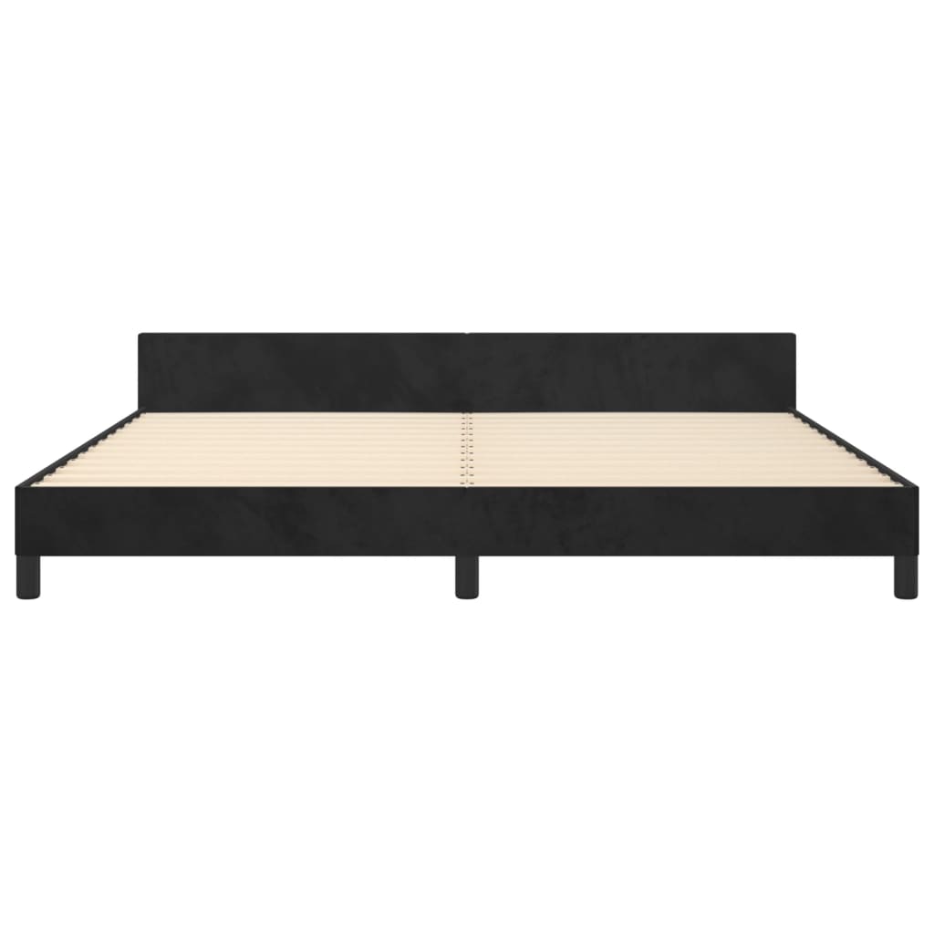 Bedframe Met Hoofdeinde Fluweel Zwart 200 x 200 cm Blok met vierkanten