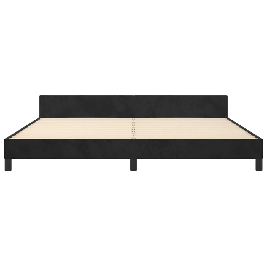 Bedframe Met Hoofdeinde Fluweel Zwart 200 x 200 cm Blok met vierkanten