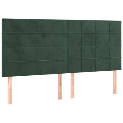 Bedframe Met Hoofdeinde Fluweel Donkergroen 200 x 200 cm Blok met vierkanten