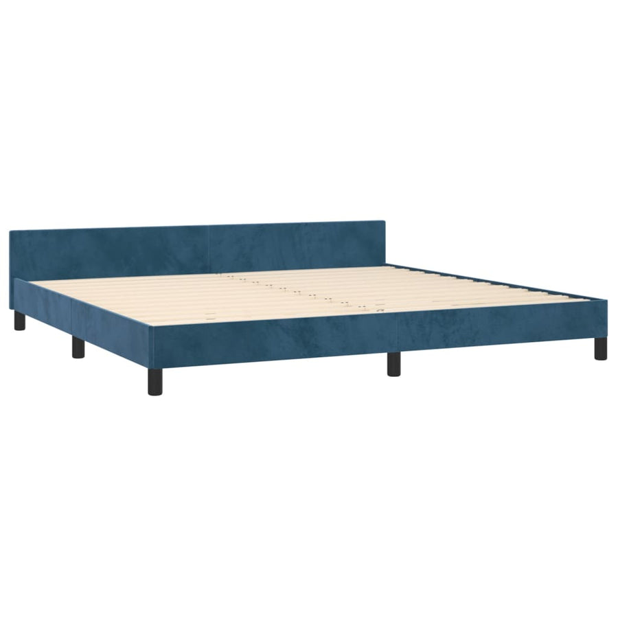 Bedframe Met Hoofdeinde Fluweel Donkerblauw 200 x 200 cm Blok met vierkanten