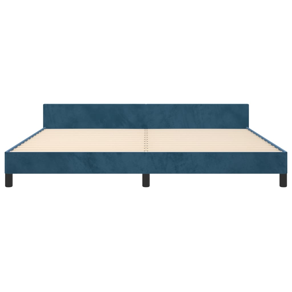 Bedframe Met Hoofdeinde Fluweel Donkerblauw 200 x 200 cm Blok met vierkanten