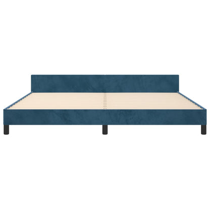 Bedframe Met Hoofdeinde Fluweel Donkerblauw 200 x 200 cm Blok met vierkanten