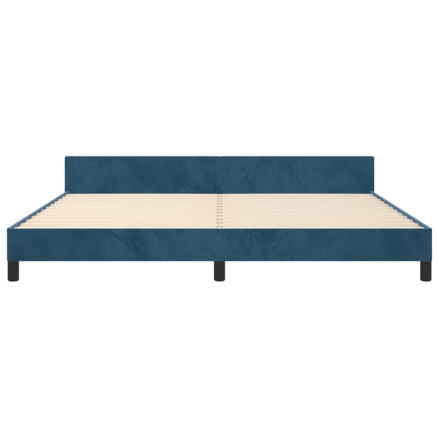 Bedframe Met Hoofdeinde Fluweel Donkerblauw 200 x 200 cm Blok met vierkanten