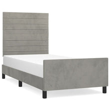 Bedframe Met Hoofdeinde Fluweel Lichtgrijs 80 x 200 cm Horizontale strepen