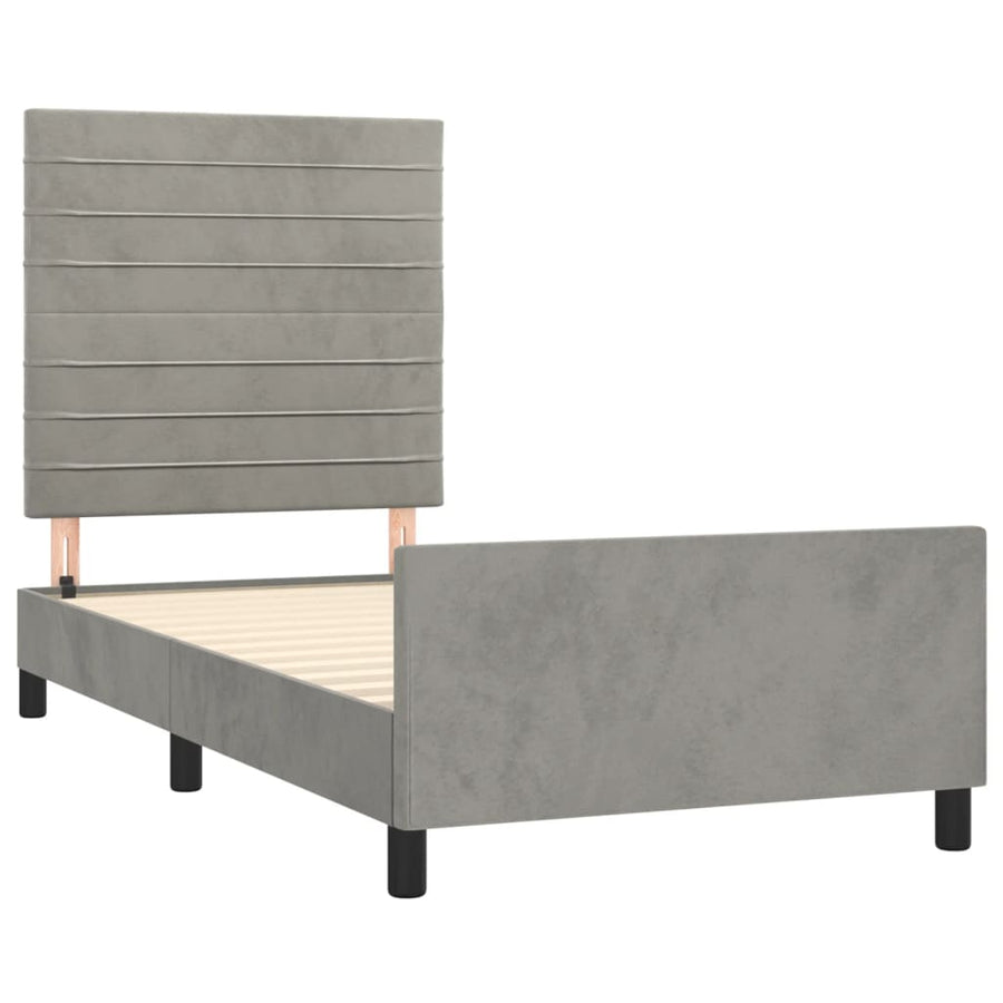 Bedframe Met Hoofdeinde Fluweel Lichtgrijs 80 x 200 cm Horizontale strepen