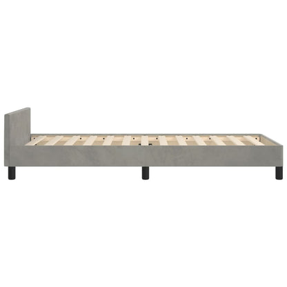 Bedframe Met Hoofdeinde Fluweel Lichtgrijs 80 x 200 cm Horizontale strepen