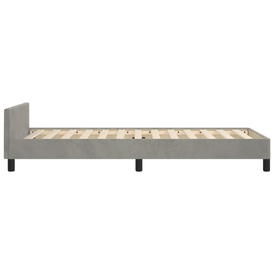 Bedframe Met Hoofdeinde Fluweel Lichtgrijs 80 x 200 cm Horizontale strepen