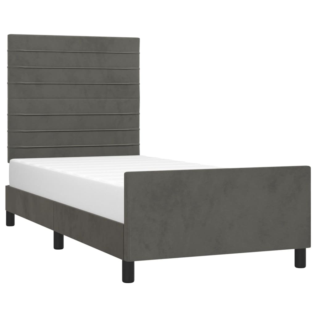 Bedframe Met Hoofdeinde Fluweel Donkergrijs 80 x 200 cm Horizontale strepen