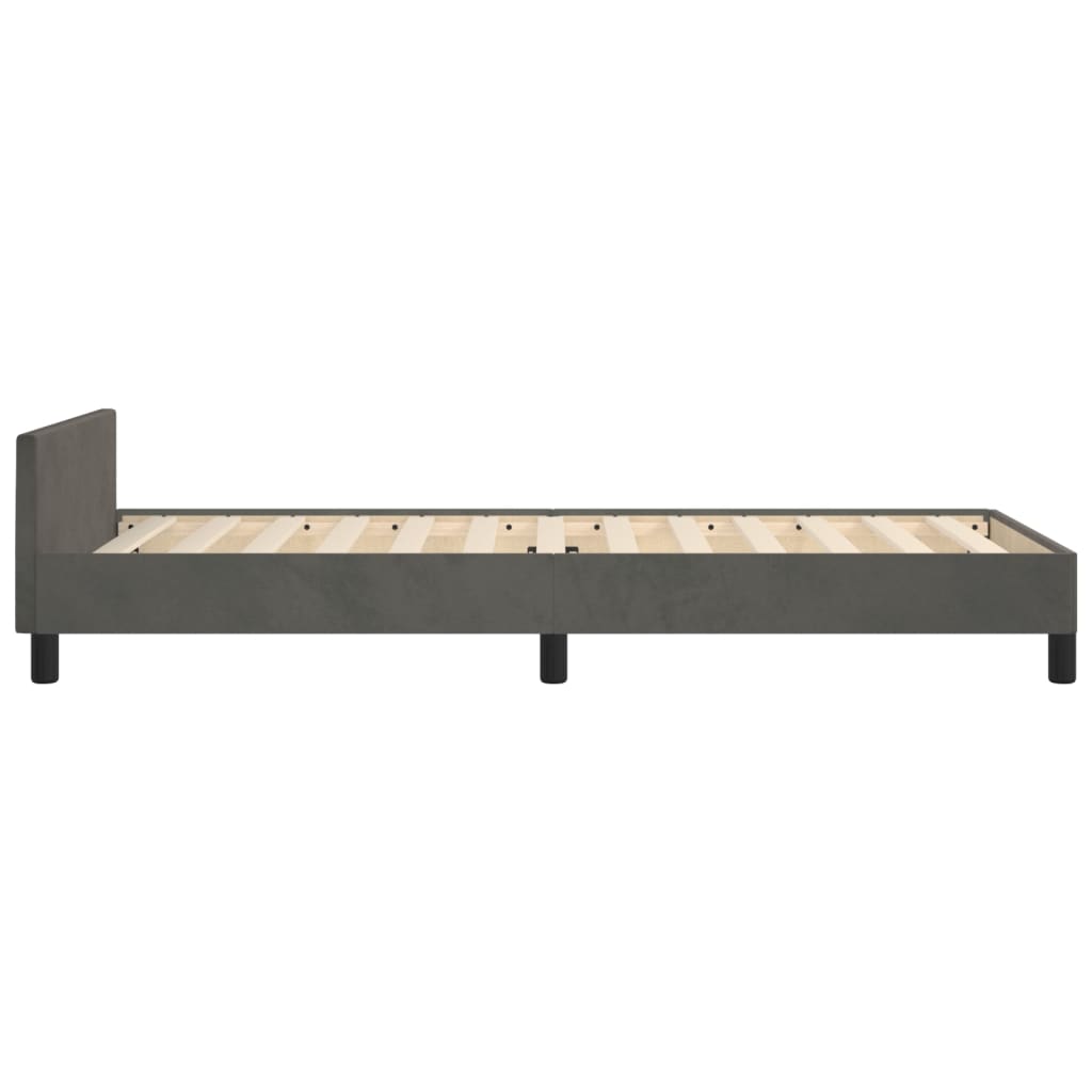 Bedframe Met Hoofdeinde Fluweel Donkergrijs 80 x 200 cm Horizontale strepen