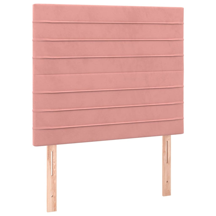 Bedframe Met Hoofdeinde Fluweel Roze 80 x 200 cm Horizontale strepen