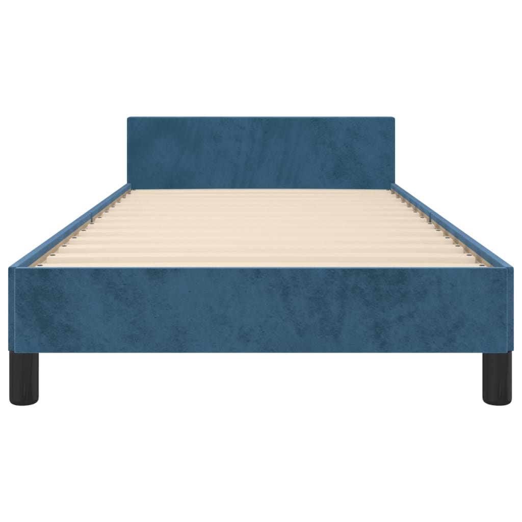 Bedframe Met Hoofdeinde Fluweel Donkerblauw 90 x 190 cm Horizontale strepen