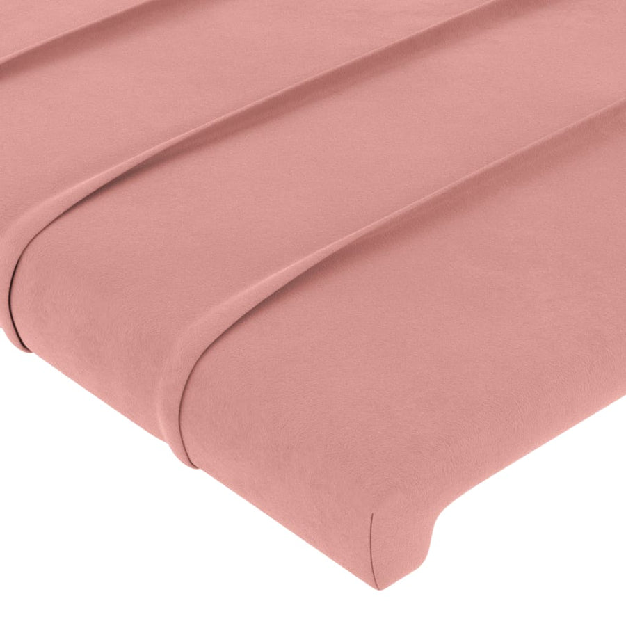 Bedframe Met Hoofdeinde Fluweel Roze 90 x 200 cm Horizontale strepen