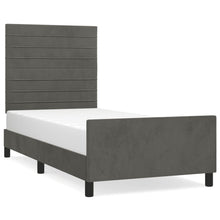 Bedframe Met Hoofdeinde Fluweel Donkergrijs 100 x 200 cm Horizontale strepen