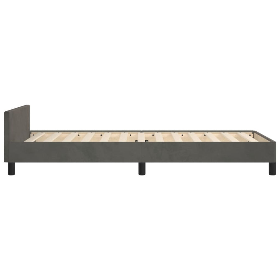 Bedframe Met Hoofdeinde Fluweel Donkergrijs 100 x 200 cm Horizontale strepen