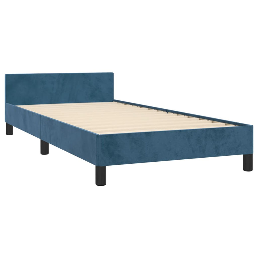 Bedframe met hoofdeinde fluweel donkerblauw 100x200 cm 100 x 200 cm Horizontale strepen