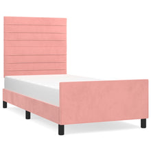 Bedframe Met Hoofdeinde Fluweel Roze 100 x 200 cm Horizontale strepen