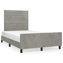 Bedframe Met Hoofdeinde Fluweel Lichtgrijs 120 x 200 cm Horizontale strepen