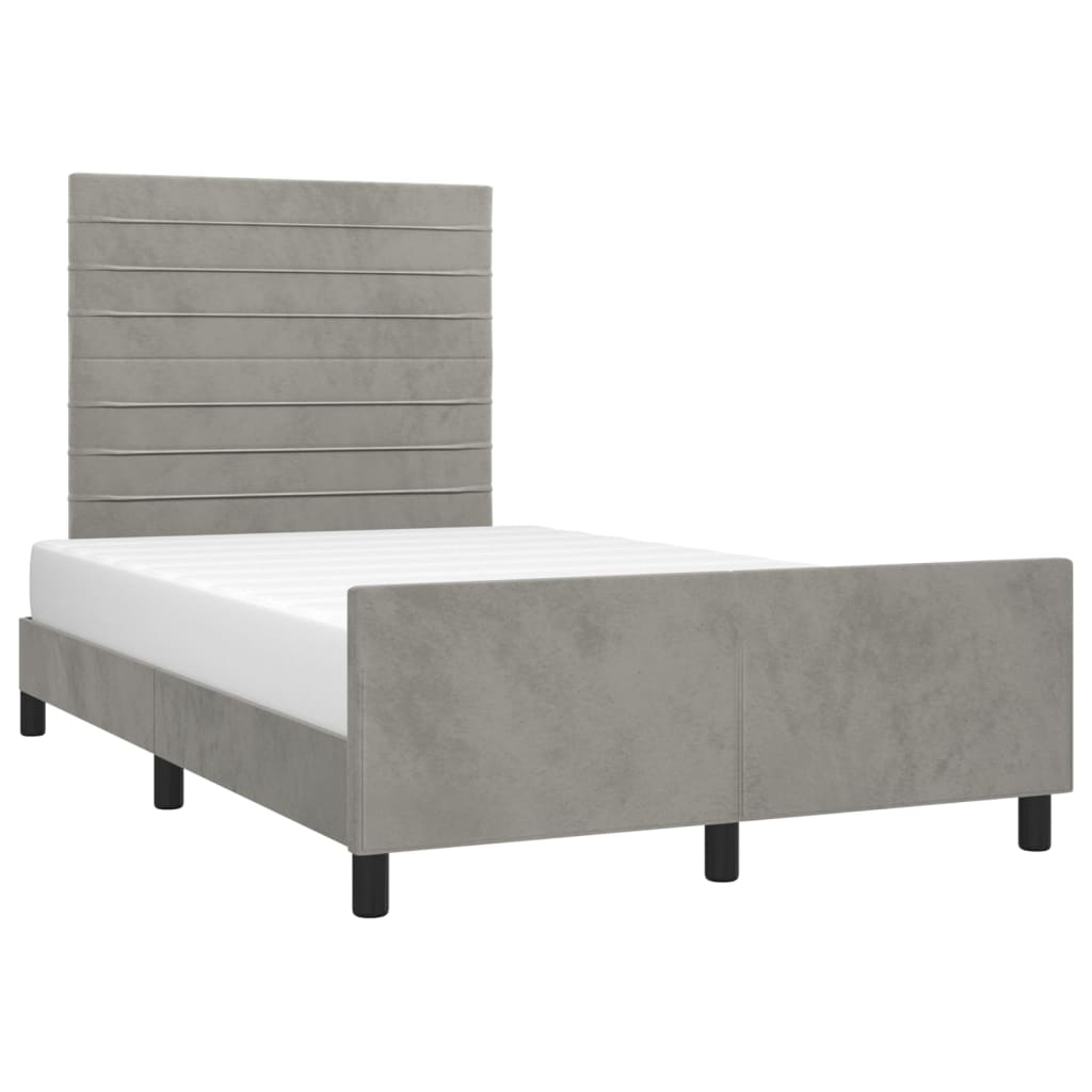Bedframe Met Hoofdeinde Fluweel Lichtgrijs 120 x 200 cm Horizontale strepen