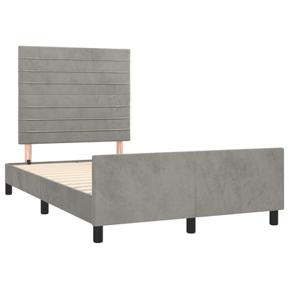 Bedframe Met Hoofdeinde Fluweel Lichtgrijs 120 x 200 cm Horizontale strepen