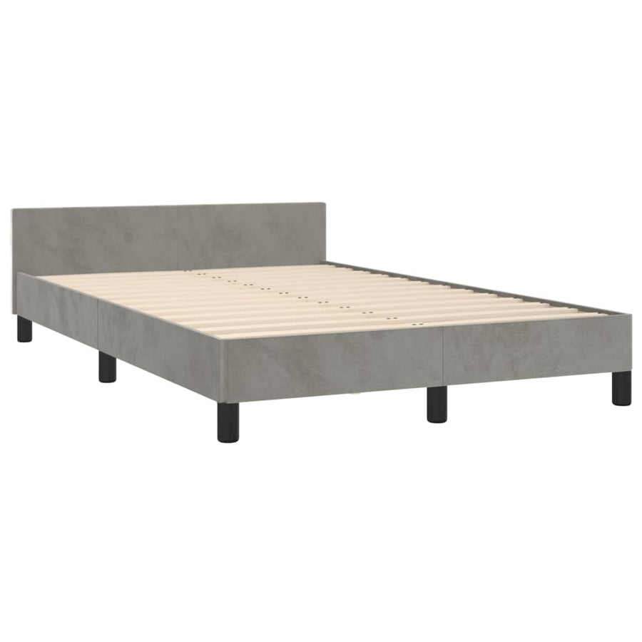 Bedframe Met Hoofdeinde Fluweel Lichtgrijs 120 x 200 cm Horizontale strepen