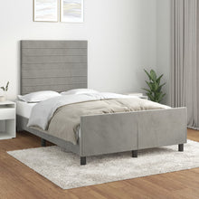 Bedframe Met Hoofdeinde Fluweel Lichtgrijs 120 x 200 cm Horizontale strepen
