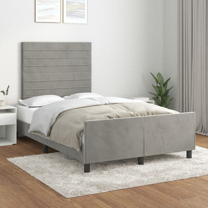 Bedframe Met Hoofdeinde Fluweel Lichtgrijs 120 x 200 cm Horizontale strepen