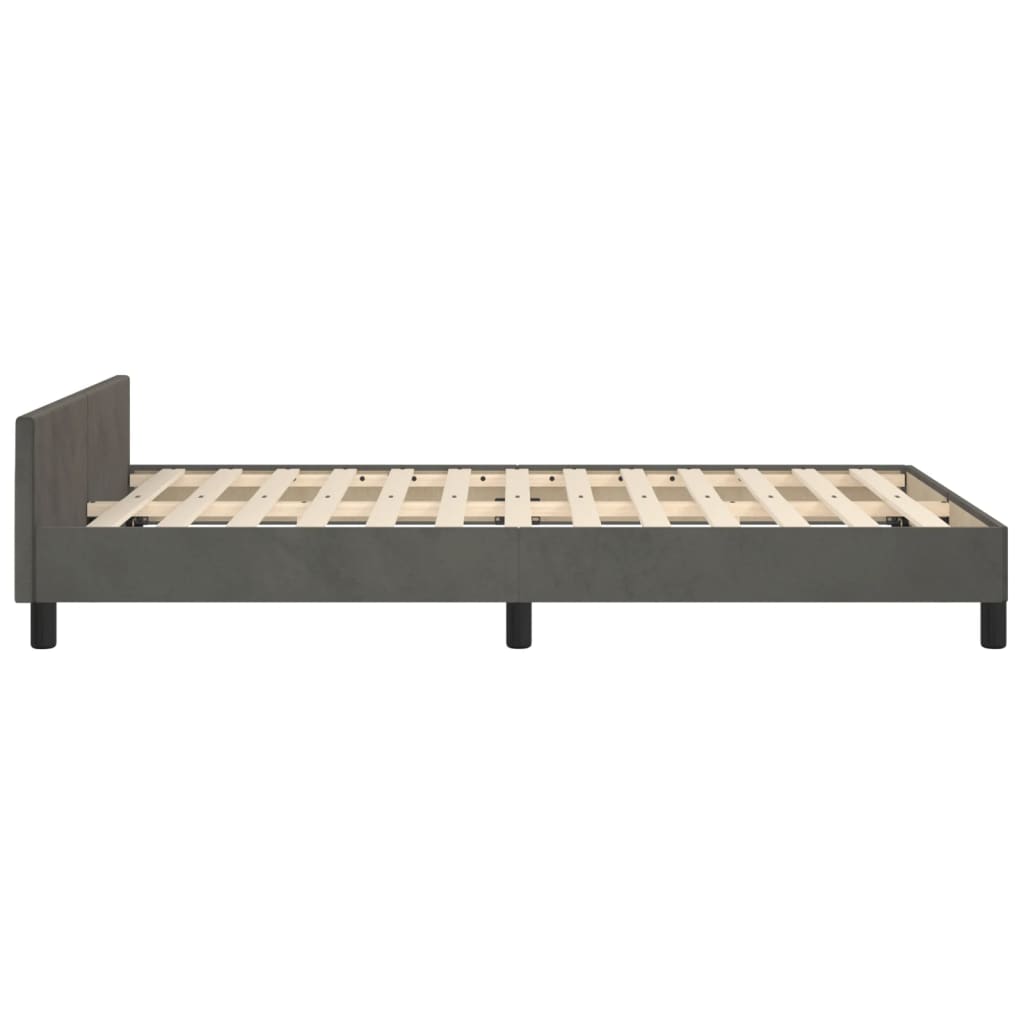 Bedframe Met Hoofdeinde Fluweel Donkergrijs 120 x 200 cm Horizontale strepen